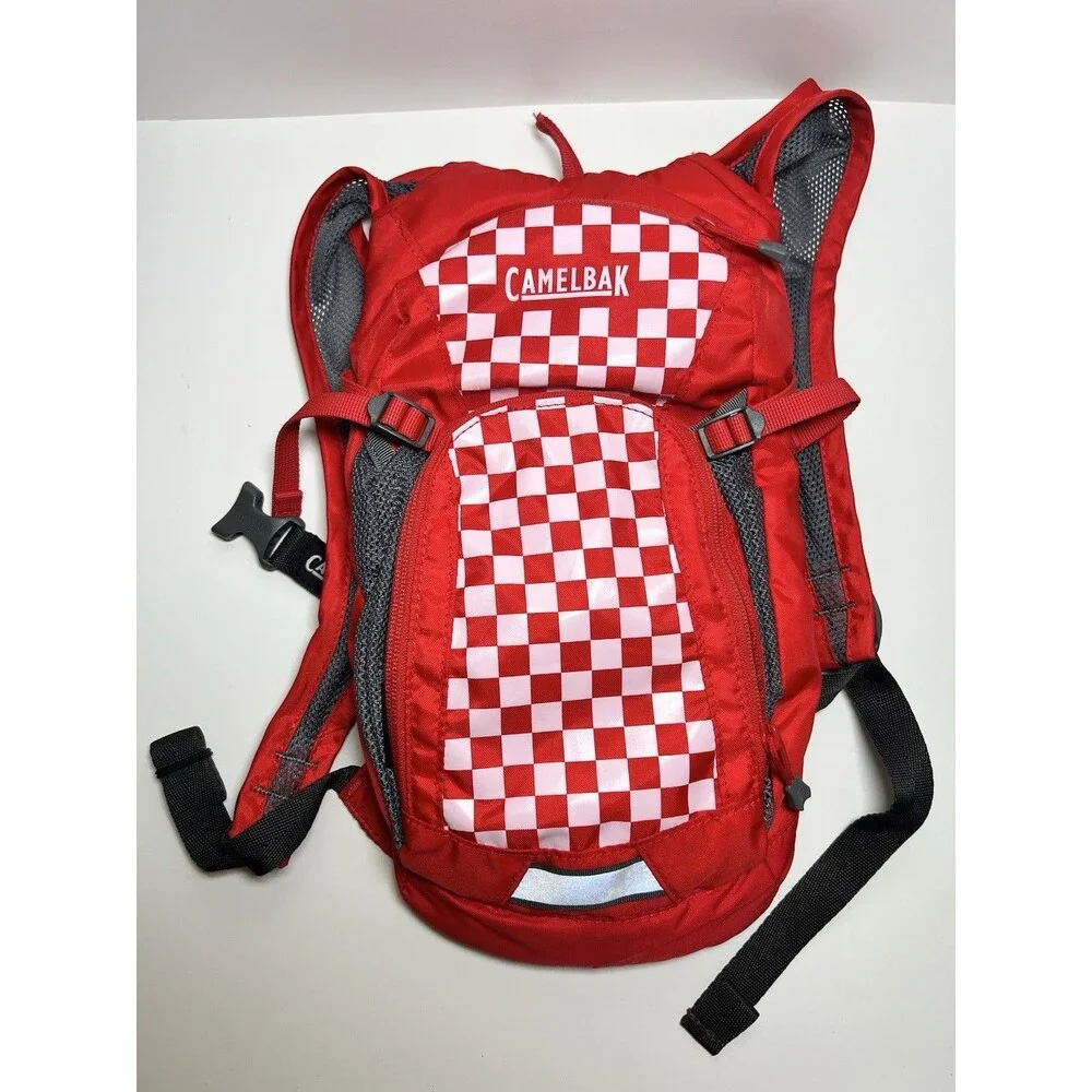 CamelBak Mini M.U.L.E. Kids Hydration Backpack Red White Checkered Zip 1.5 L